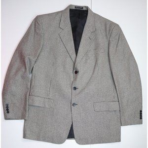 MEN'S WHITE & BLACK HOUNDSTOOTH WOOL SILK BLAZER JACKET - ALFANI - SIZE 43L
